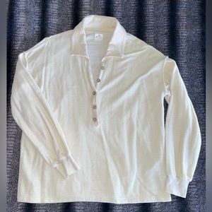 Cream button up long sleeve shirt